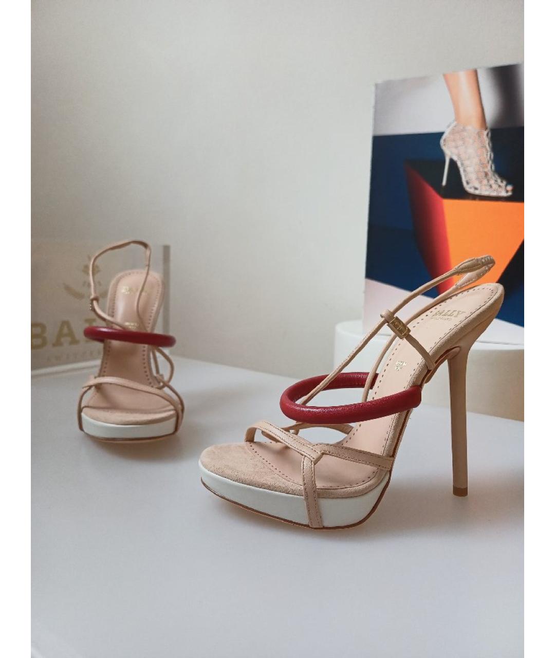 BALLY Бежевые кожаные босоножки, фото 3