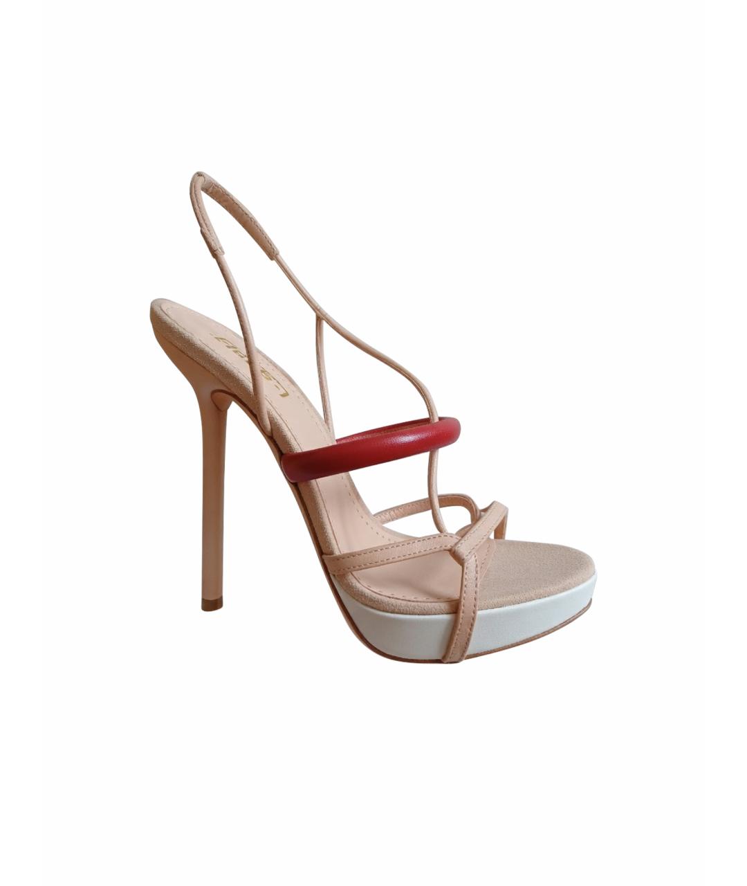 BALLY Бежевые кожаные босоножки, фото 1