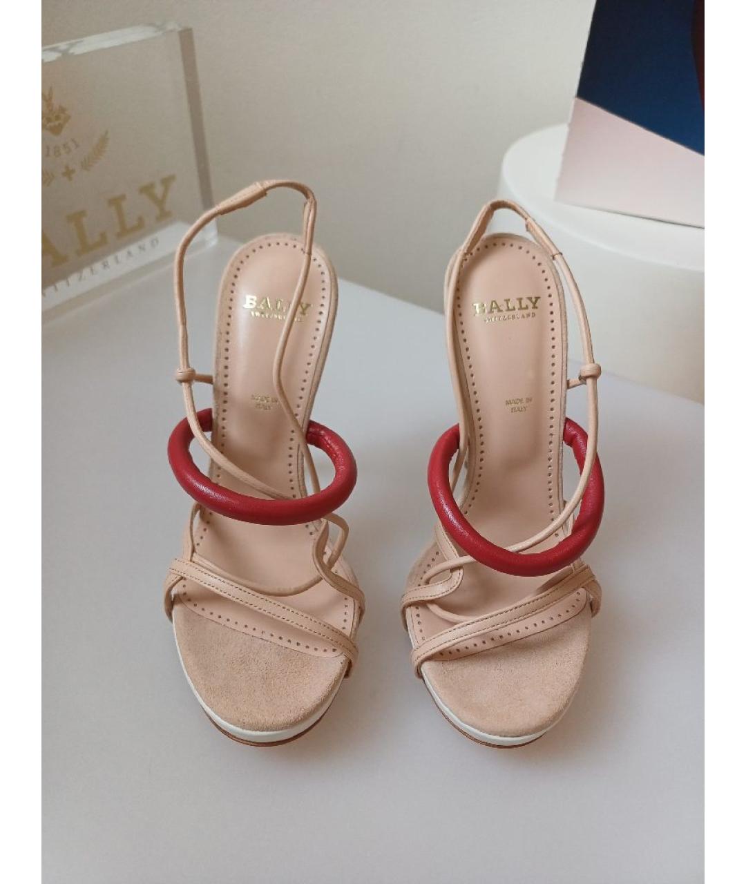 BALLY Бежевые кожаные босоножки, фото 7