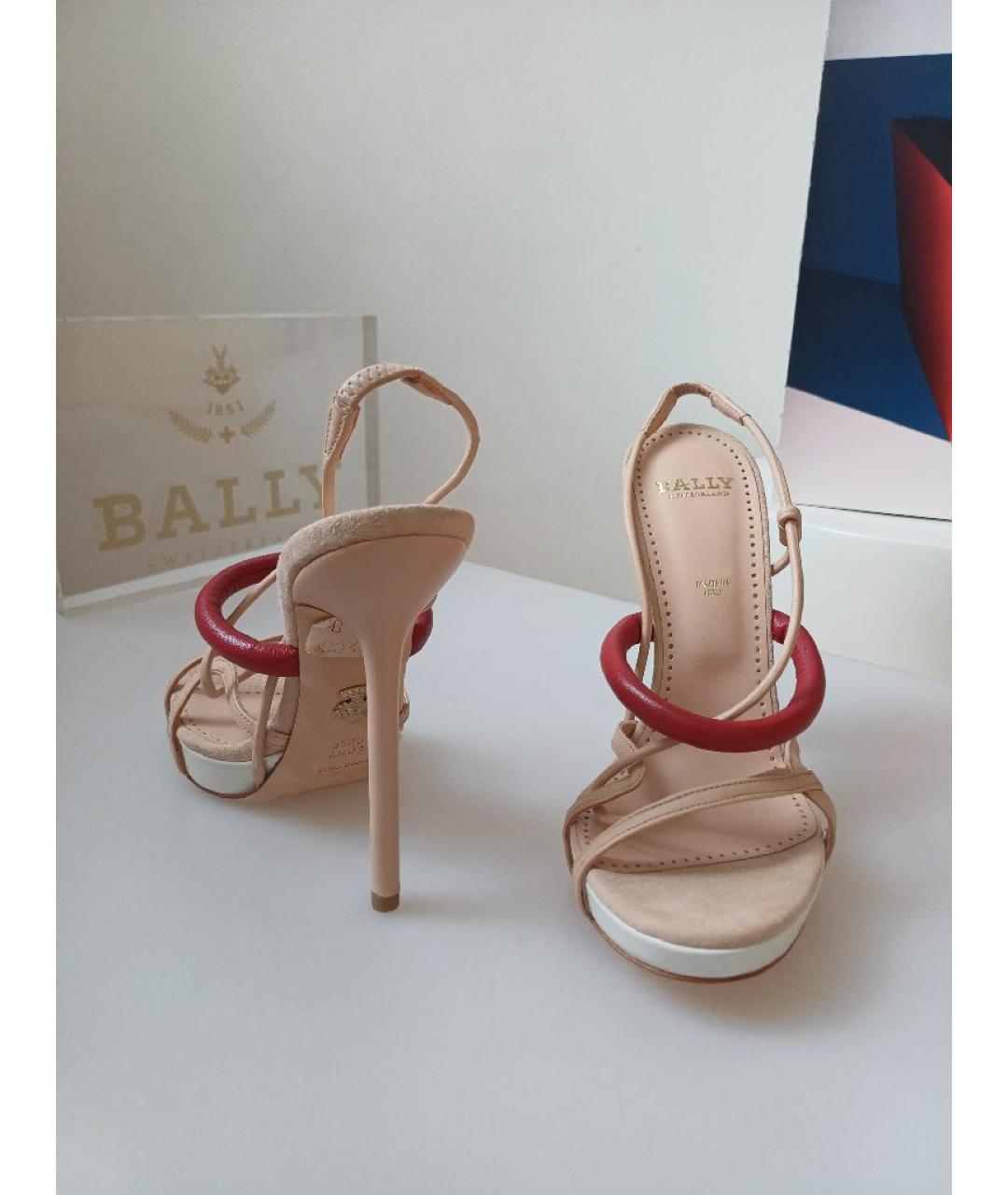 BALLY Бежевые кожаные босоножки, фото 4