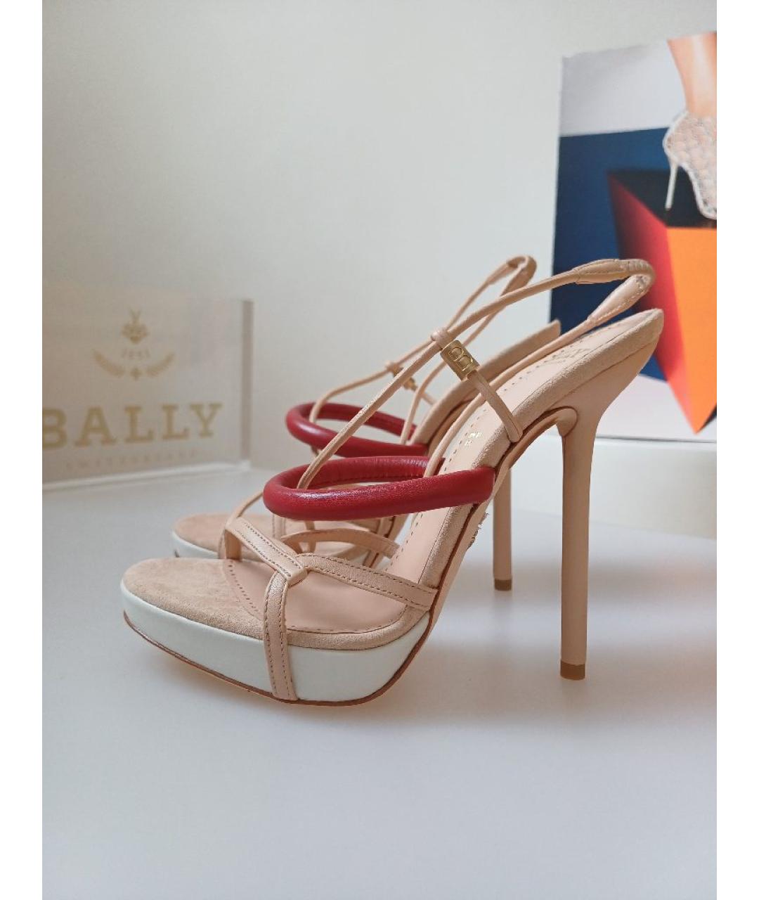 BALLY Бежевые кожаные босоножки, фото 6