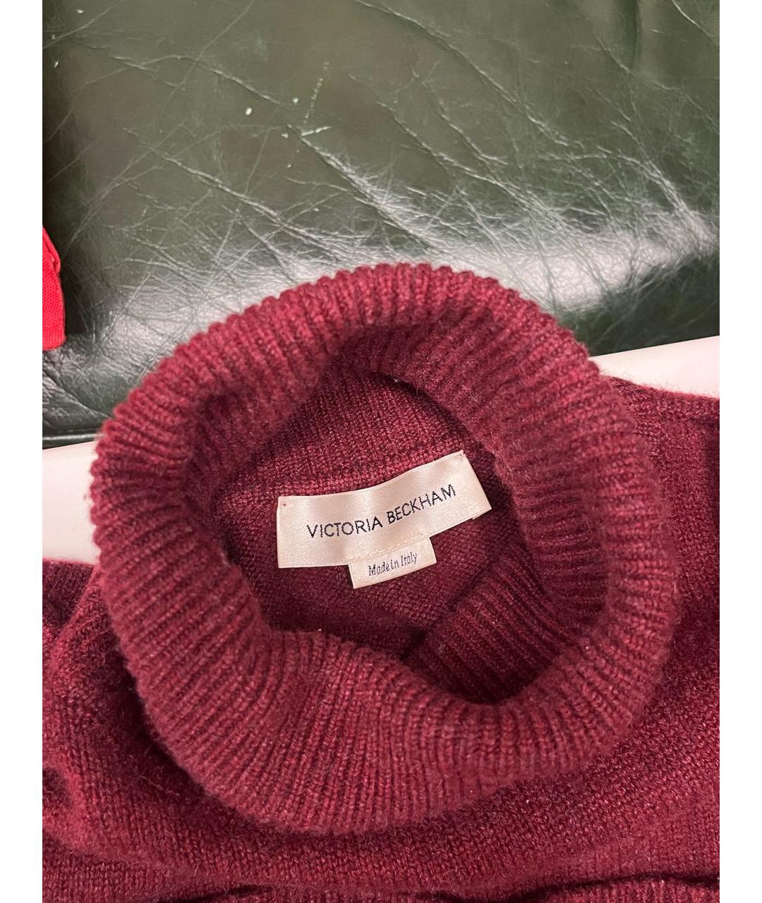 VICTORIA BECKHAM Бордовый шерстяной джемпер / свитер, фото 4