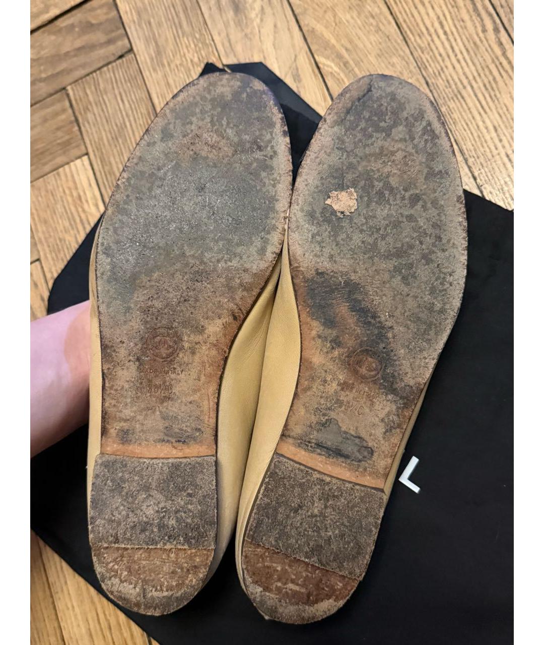 CHANEL Бежевые кожаные балетки, фото 5