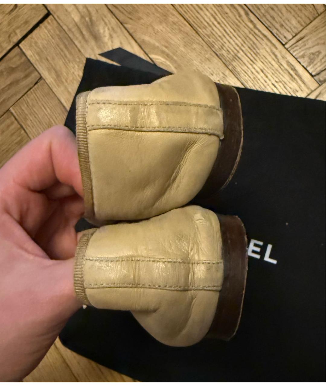 CHANEL Бежевые кожаные балетки, фото 3