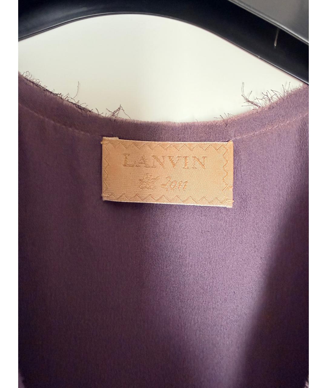 LANVIN Фиолетовое шелковое коктейльное платье, фото 3