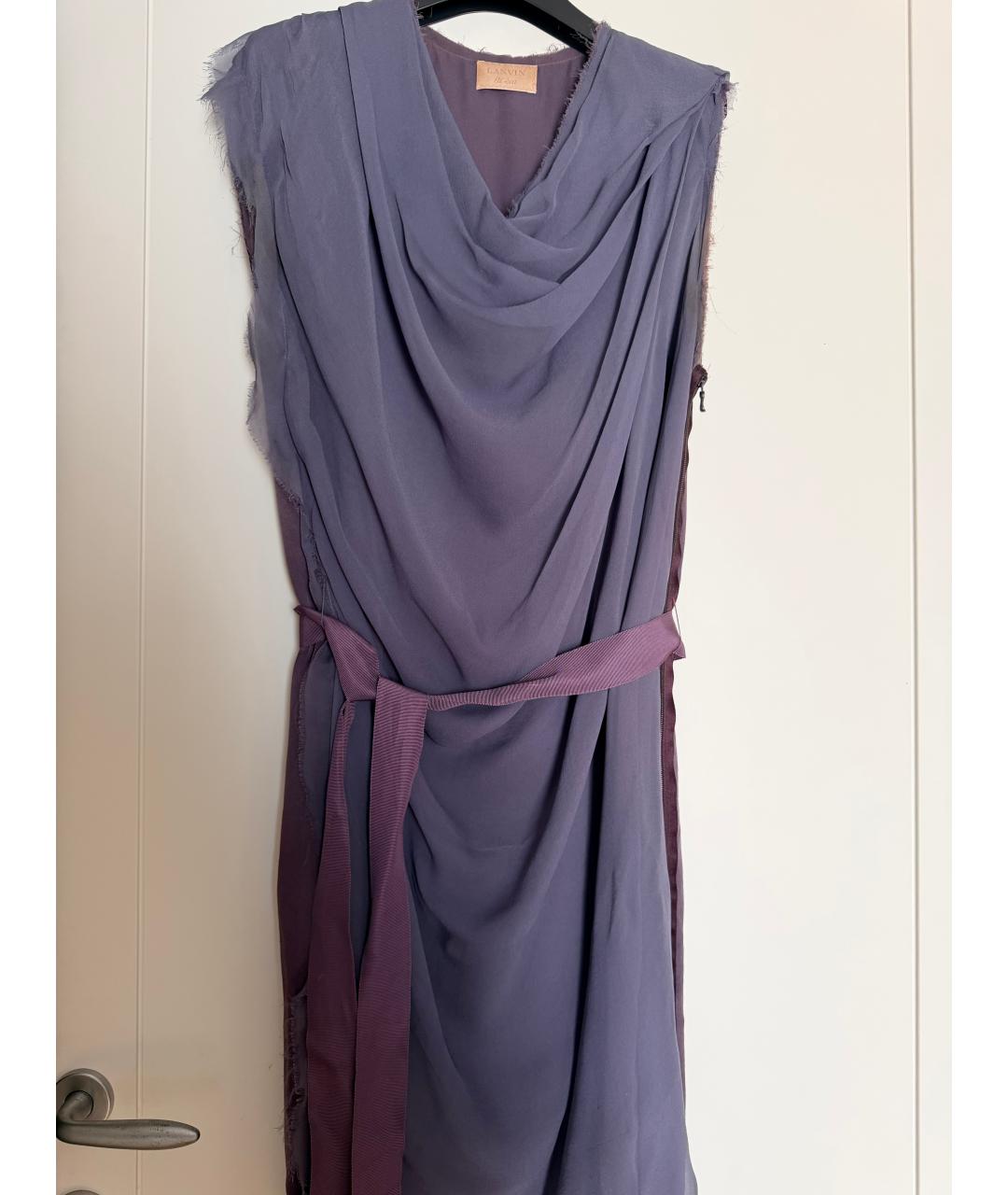 LANVIN Фиолетовое шелковое коктейльное платье, фото 7