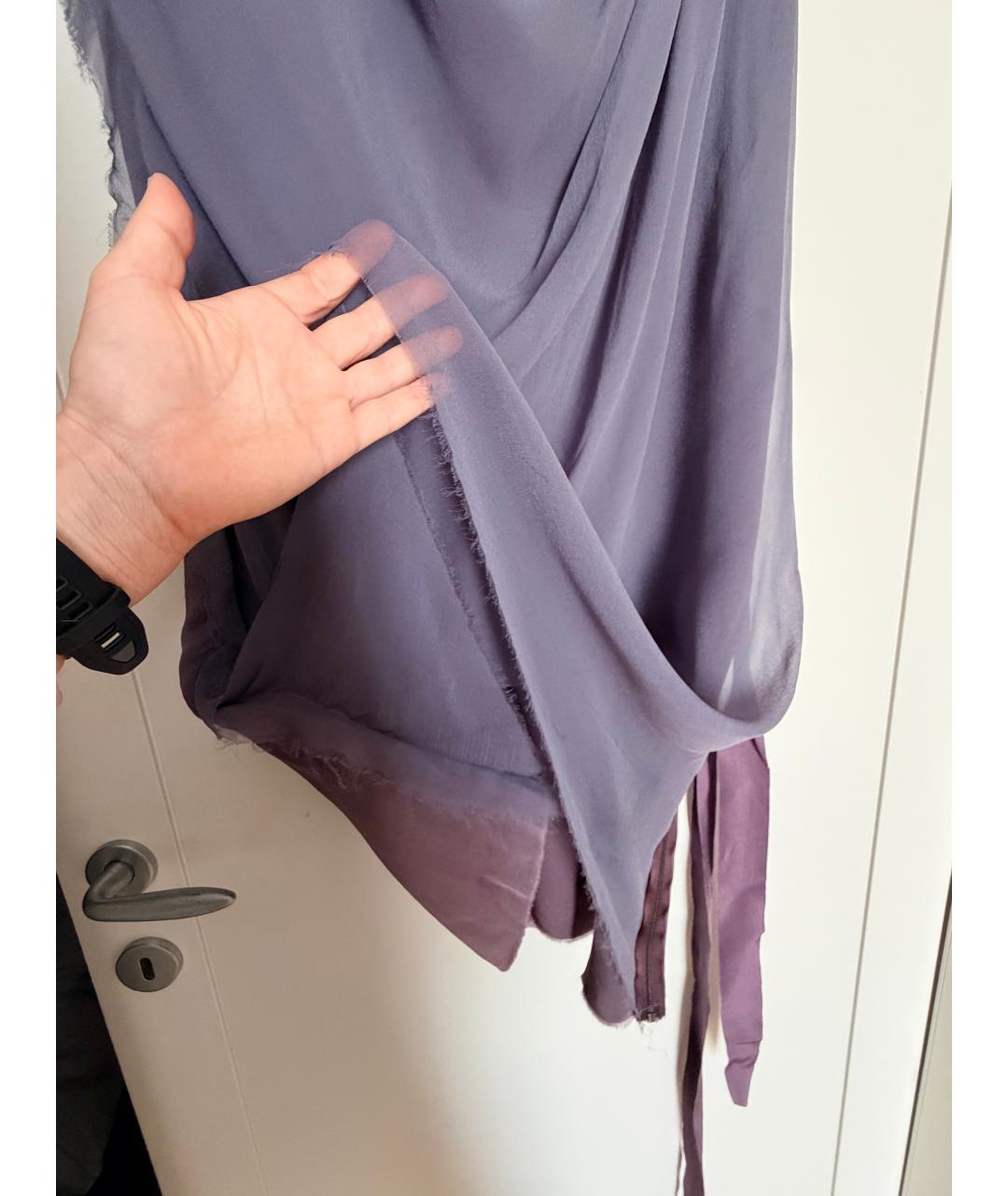 LANVIN Фиолетовое шелковое коктейльное платье, фото 4