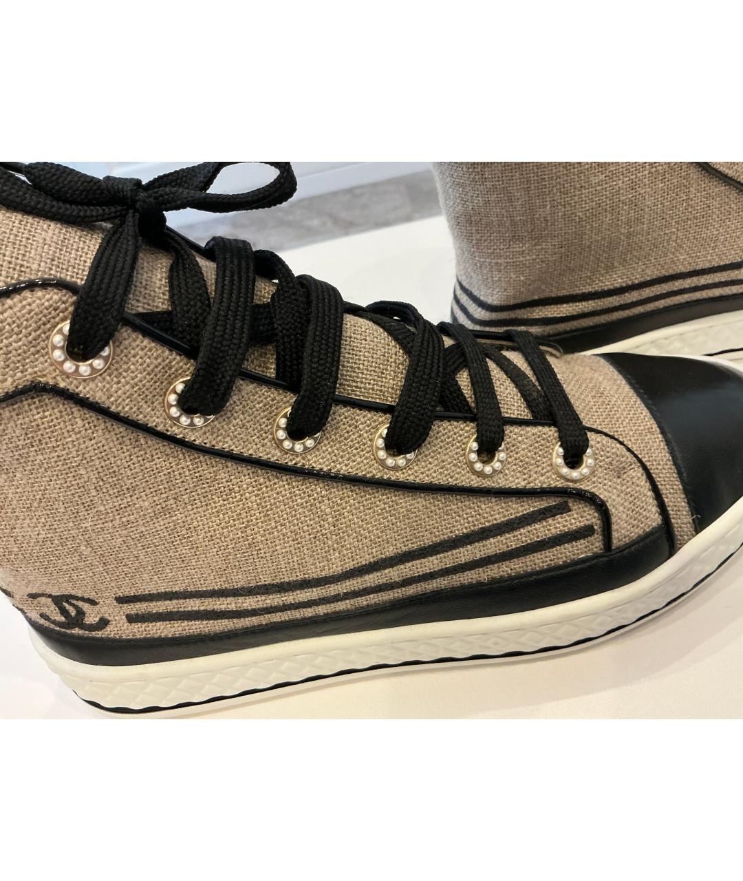 CHANEL Бежевые текстильные кеды, фото 6