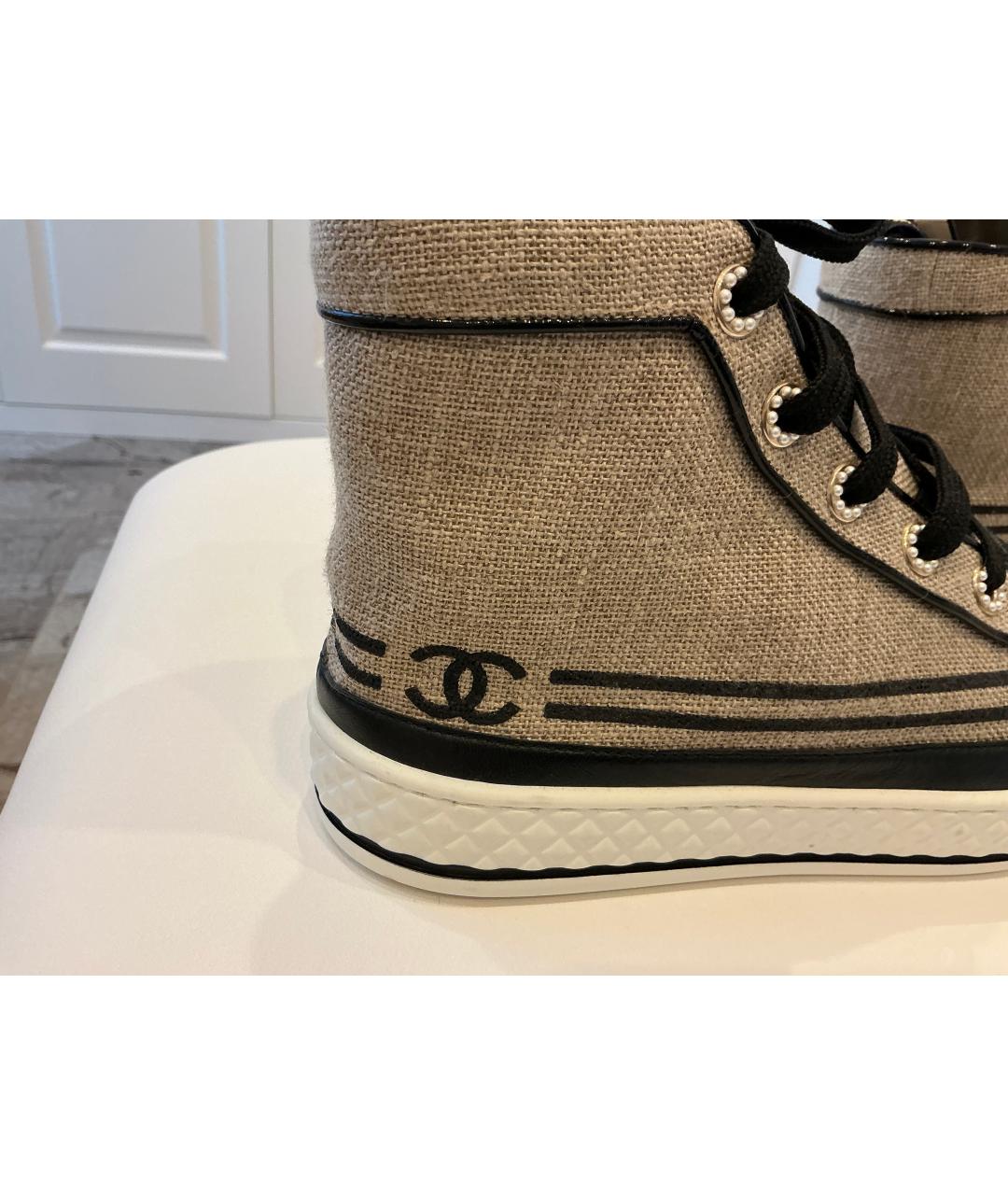 CHANEL Бежевые текстильные кеды, фото 7