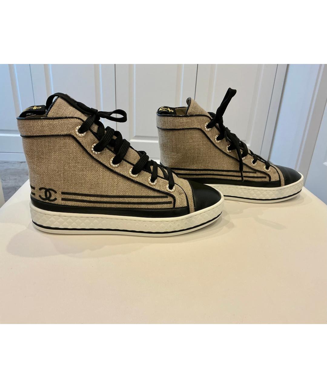 CHANEL Бежевые текстильные кеды, фото 10