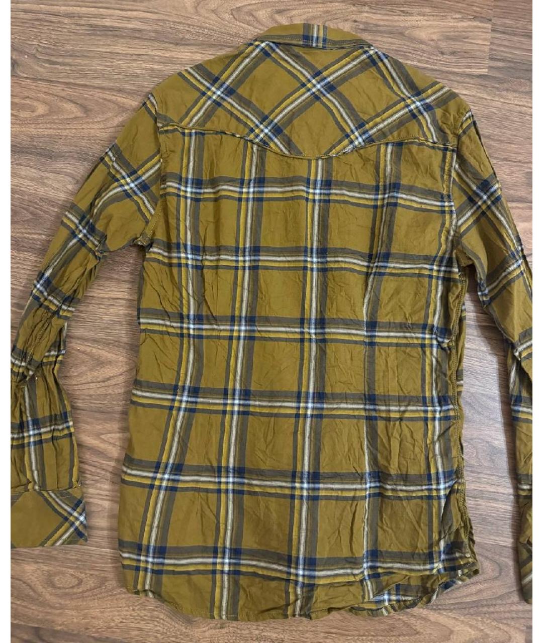 DIESEL Горчичная хлопковая кэжуал рубашка, фото 5