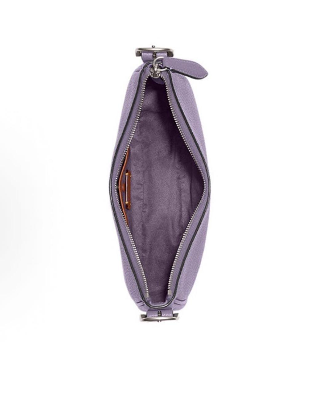 COACH Фиолетовая кожаная сумка с короткими ручками, фото 3