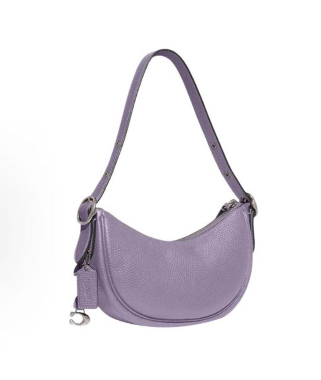 COACH Фиолетовая кожаная сумка с короткими ручками, фото 2