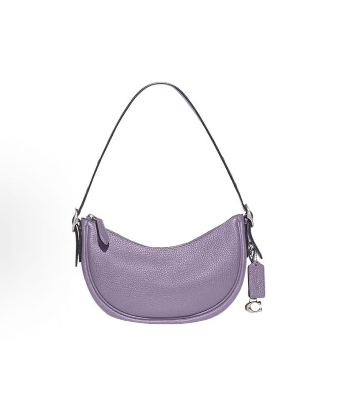 COACH Фиолетовая кожаная сумка с короткими ручками, фото 9