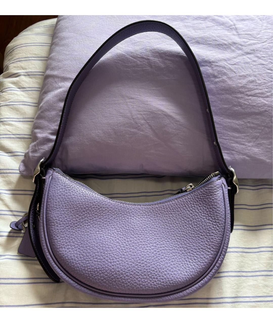COACH Фиолетовая кожаная сумка с короткими ручками, фото 6