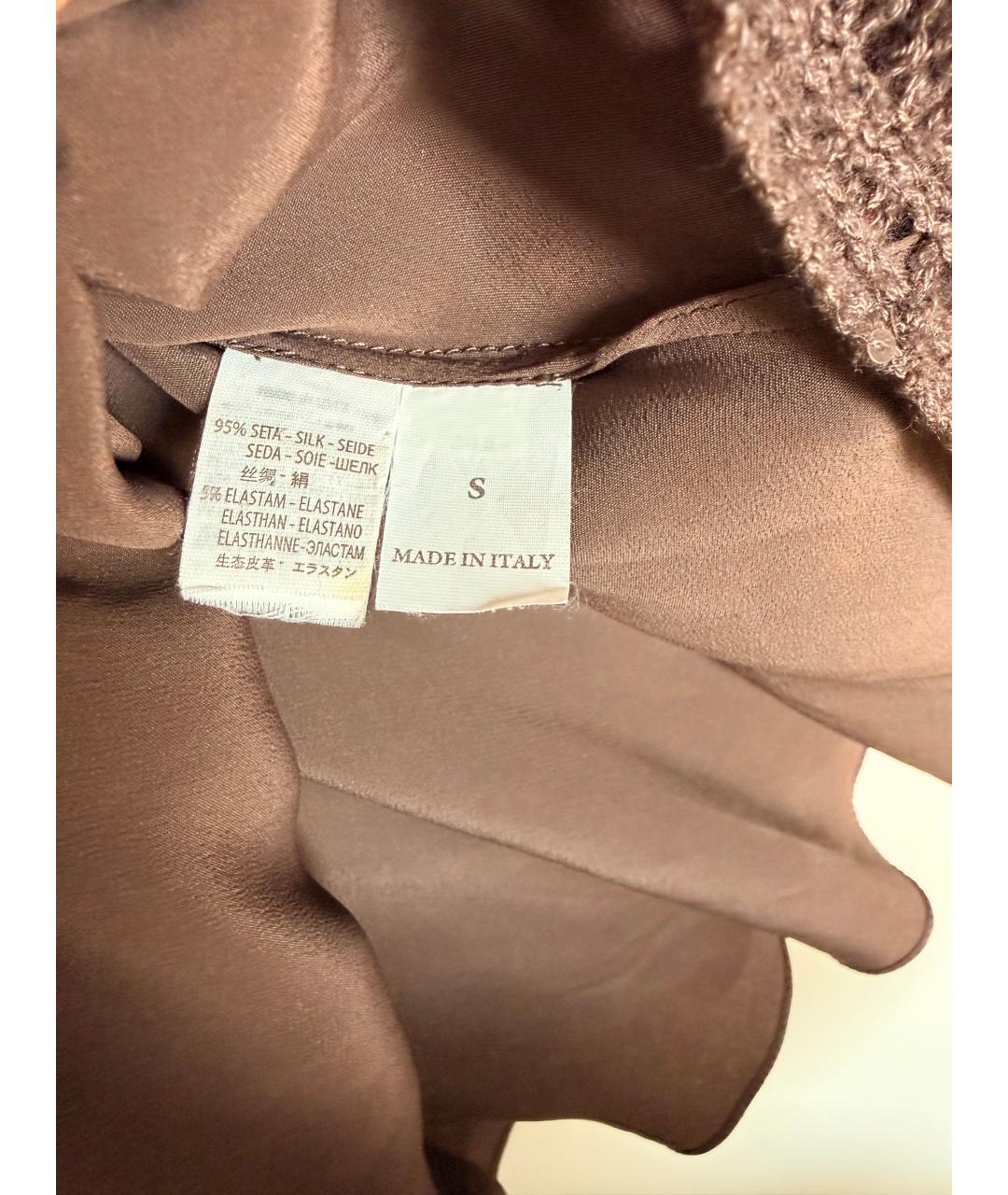 BRUNELLO CUCINELLI Коричневая шелковая майка, фото 5