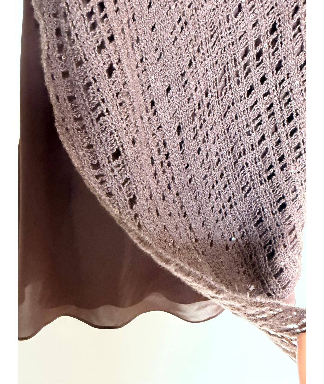 BRUNELLO CUCINELLI Коричневая шелковая майка, фото 4