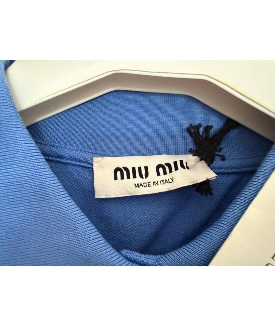 MIU MIU Синяя хлопковая футболка, фото 2