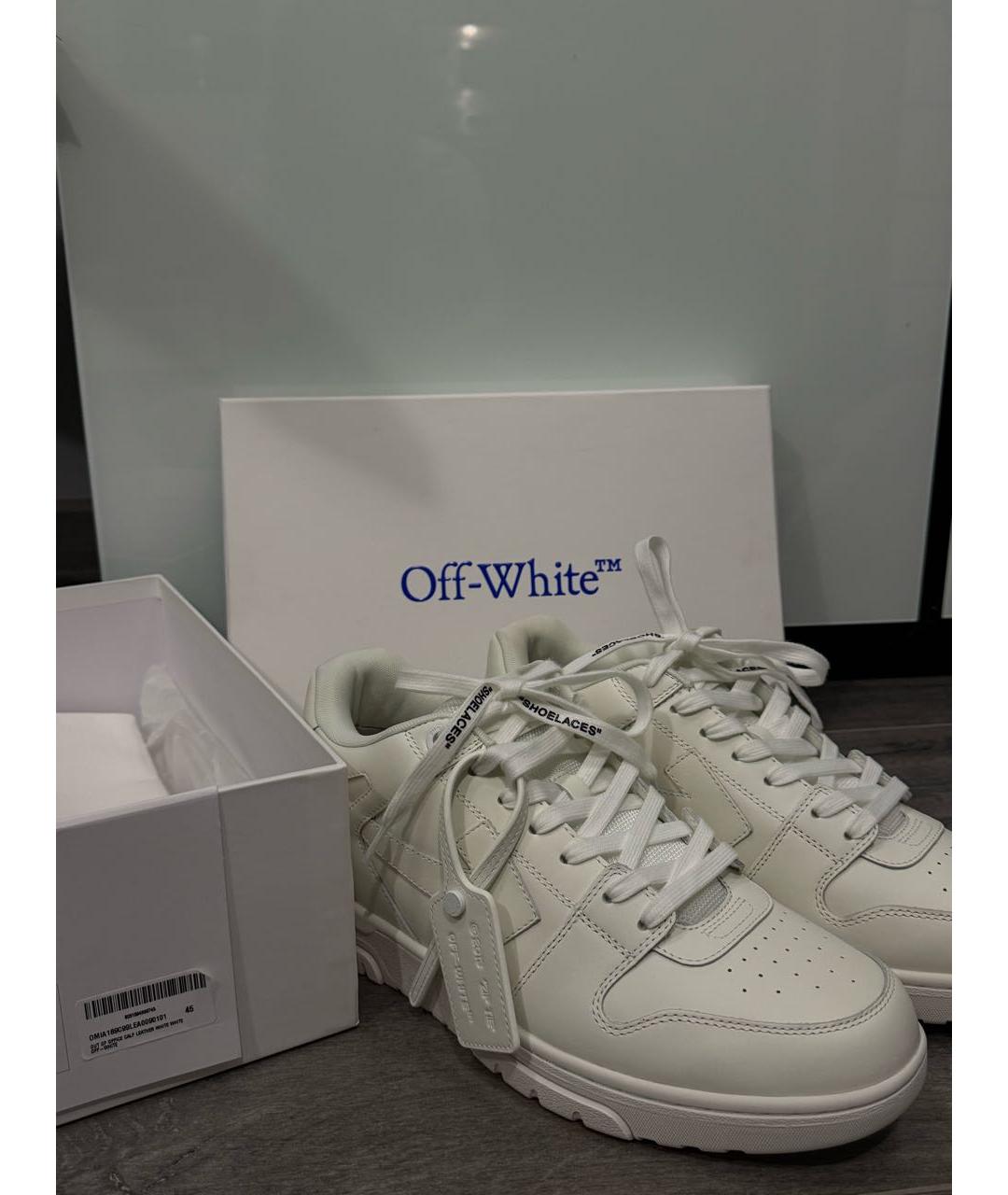 OFF-WHITE Белые кожаные низкие кроссовки / кеды, фото 3