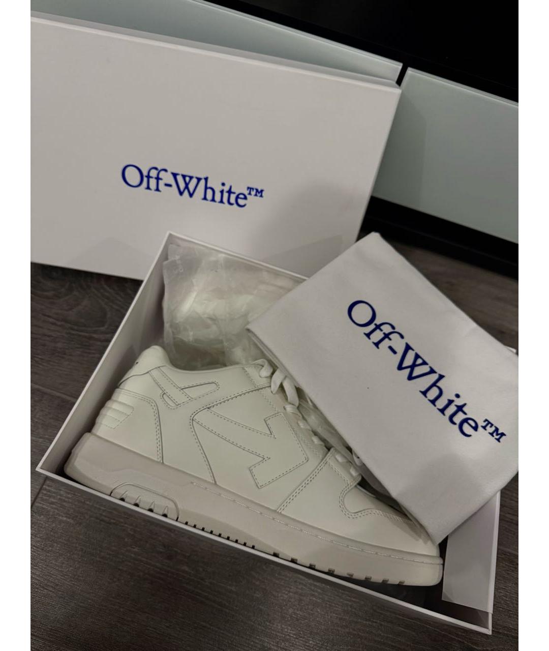 OFF-WHITE Белые кожаные низкие кроссовки / кеды, фото 7