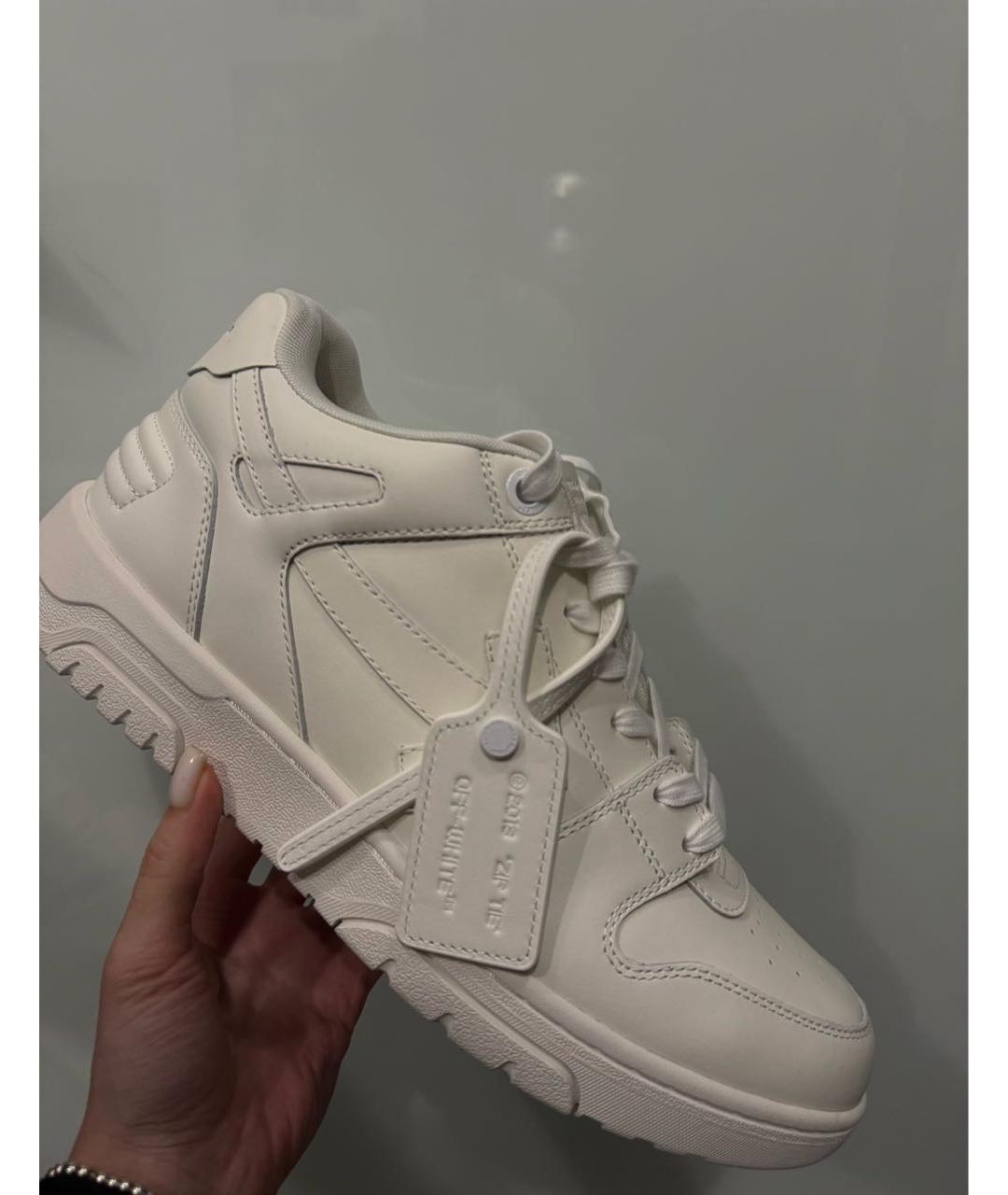 OFF-WHITE Белые кожаные низкие кроссовки / кеды, фото 9