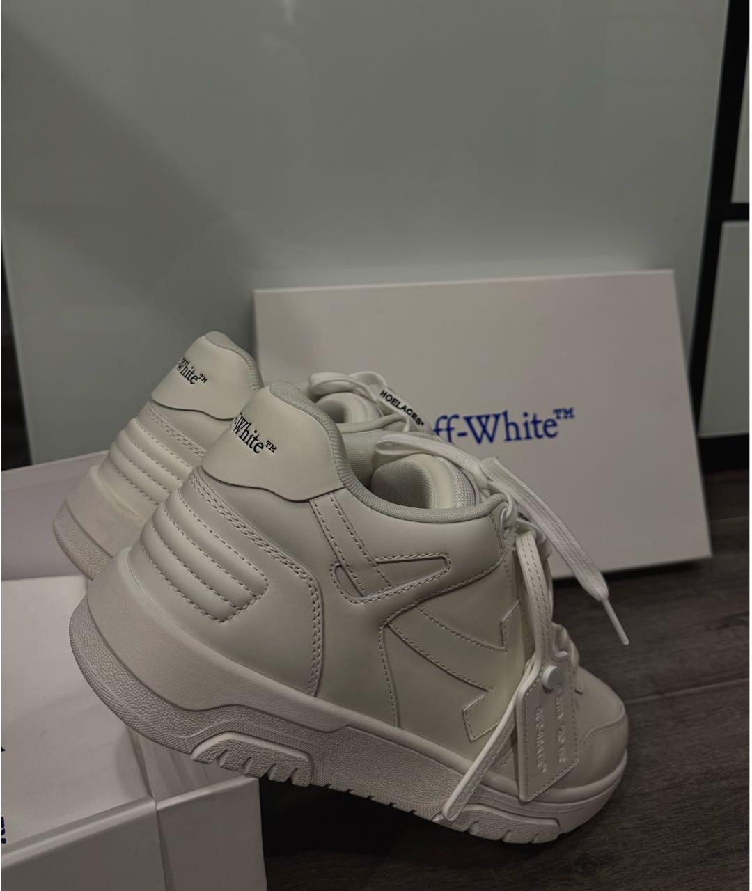 OFF-WHITE Белые кожаные низкие кроссовки / кеды, фото 4