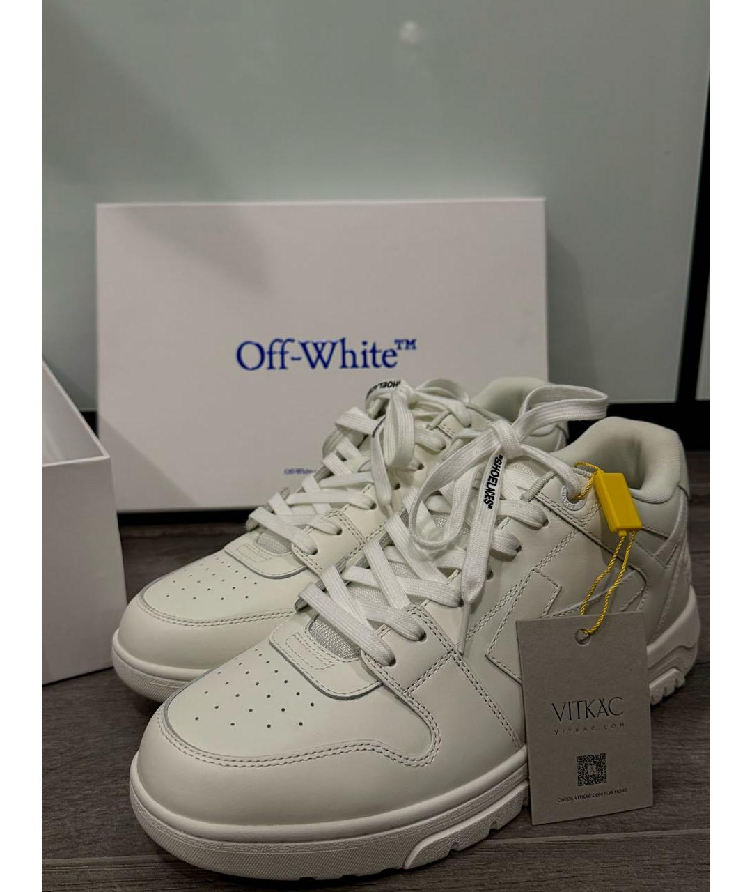 OFF-WHITE Белые кожаные низкие кроссовки / кеды, фото 2