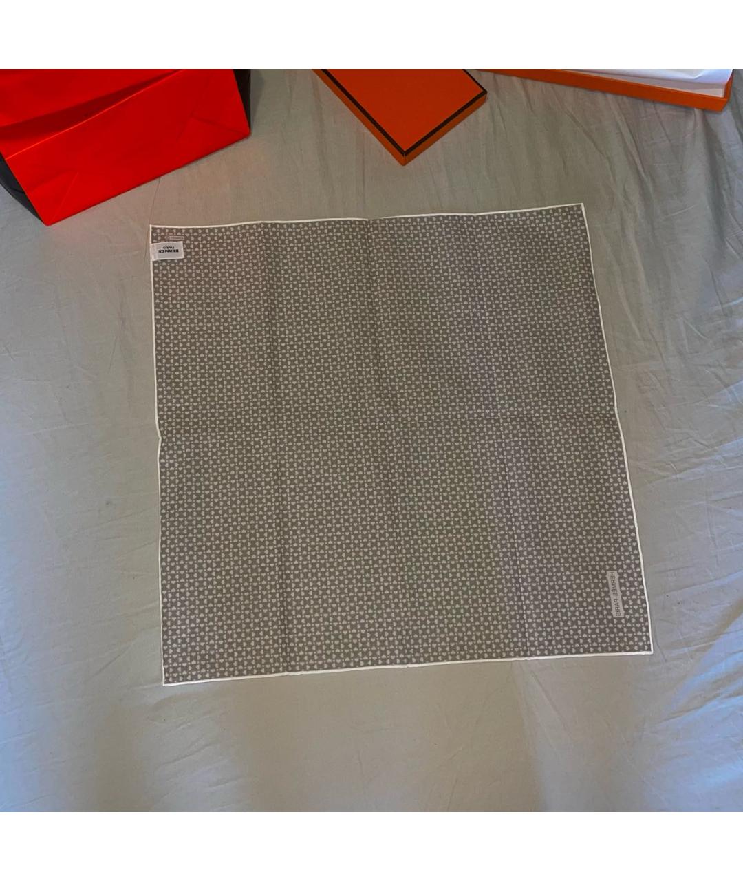 HERMES Бежевый тканевый платок, фото 5