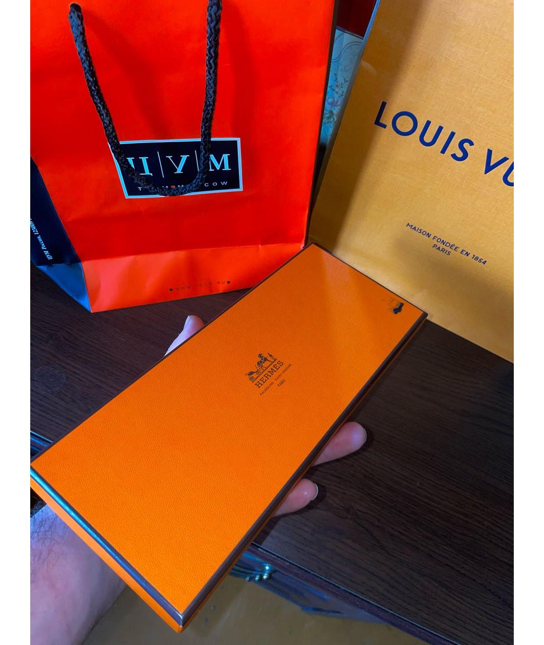 HERMES Бежевый тканевый платок, фото 4