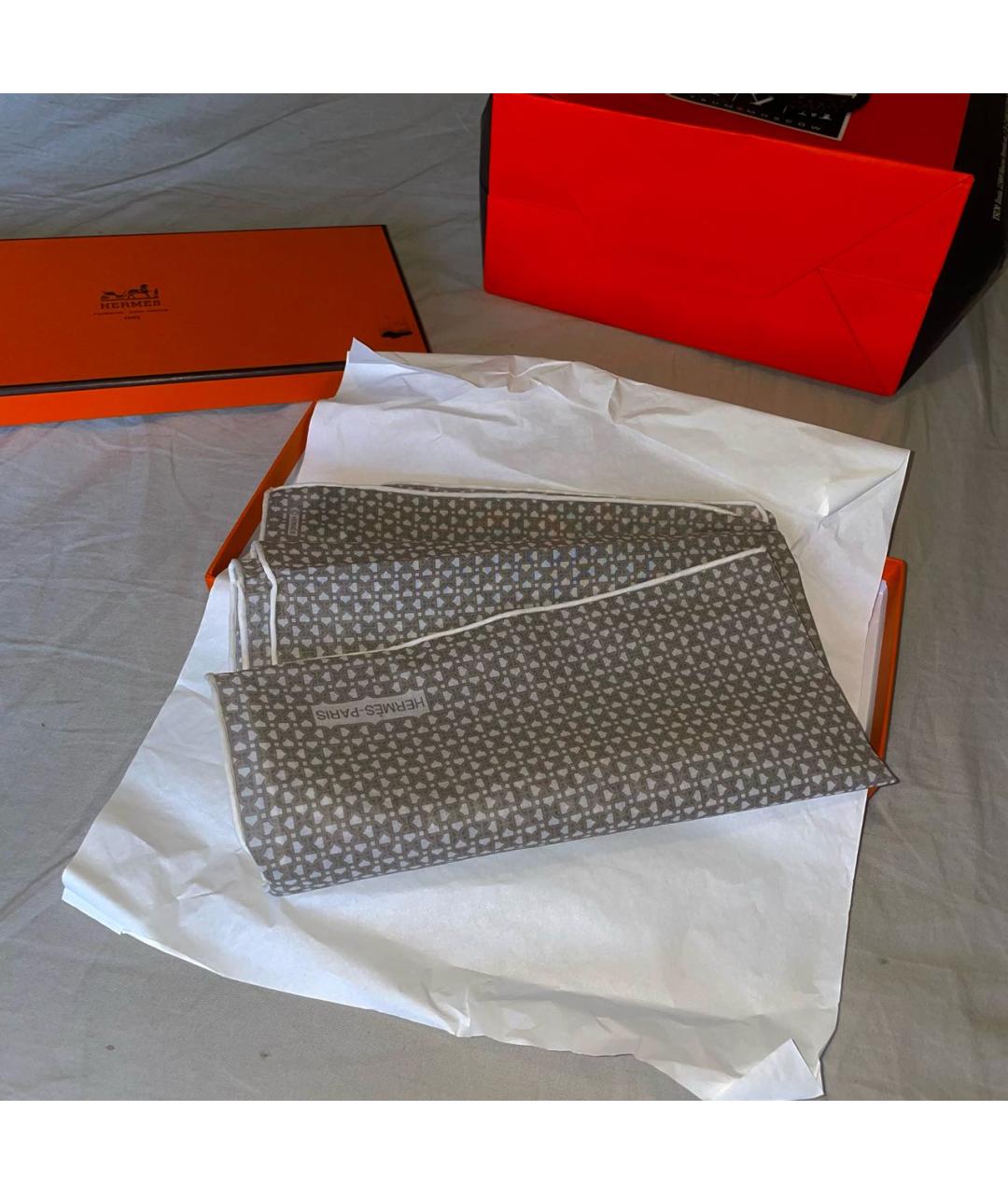HERMES Бежевый тканевый платок, фото 2