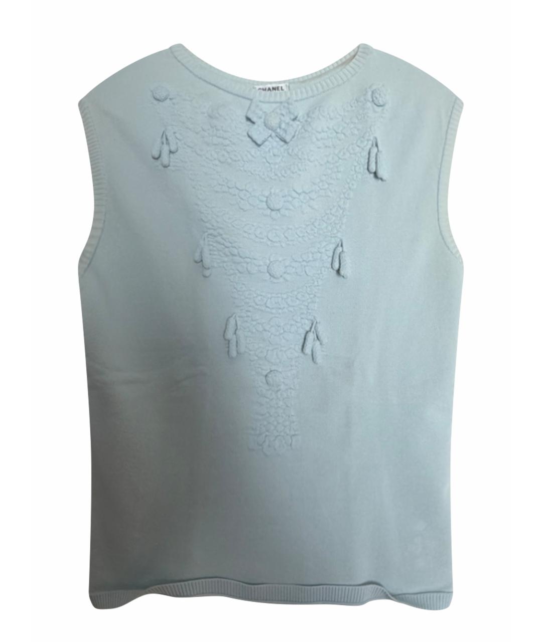 CHANEL Голубая вискозная майка, фото 1