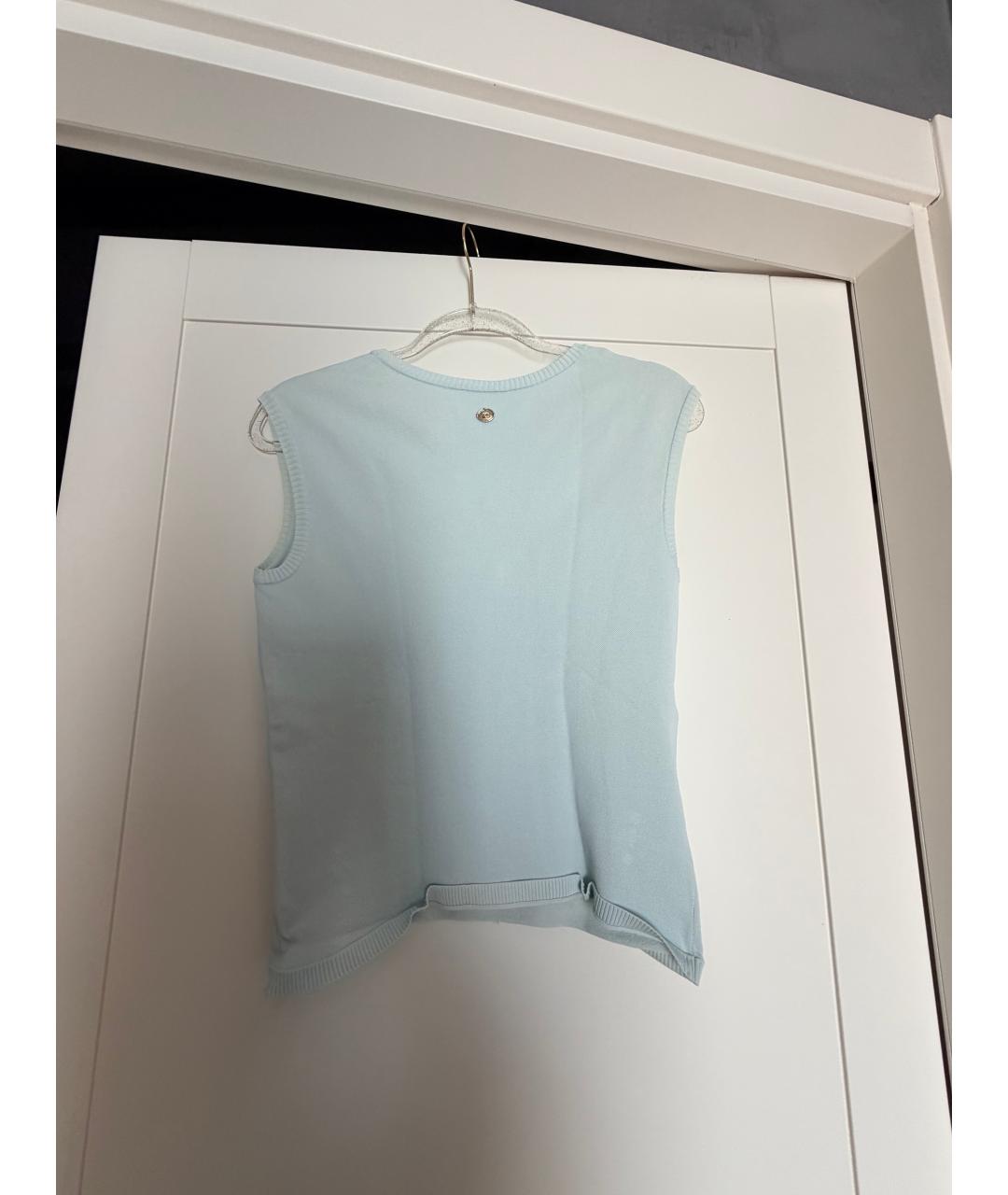 CHANEL Голубая вискозная майка, фото 2