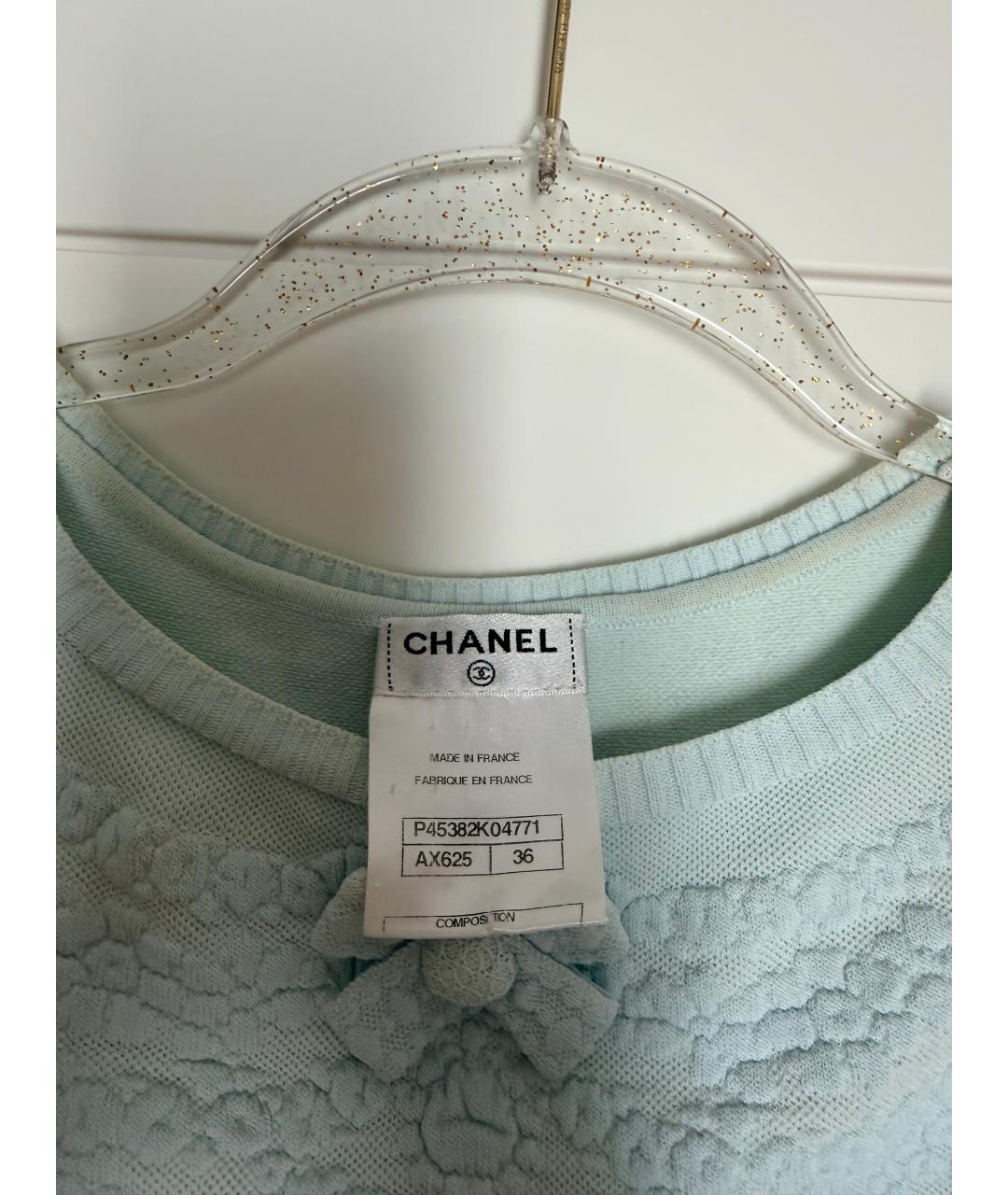 CHANEL Голубая вискозная майка, фото 3