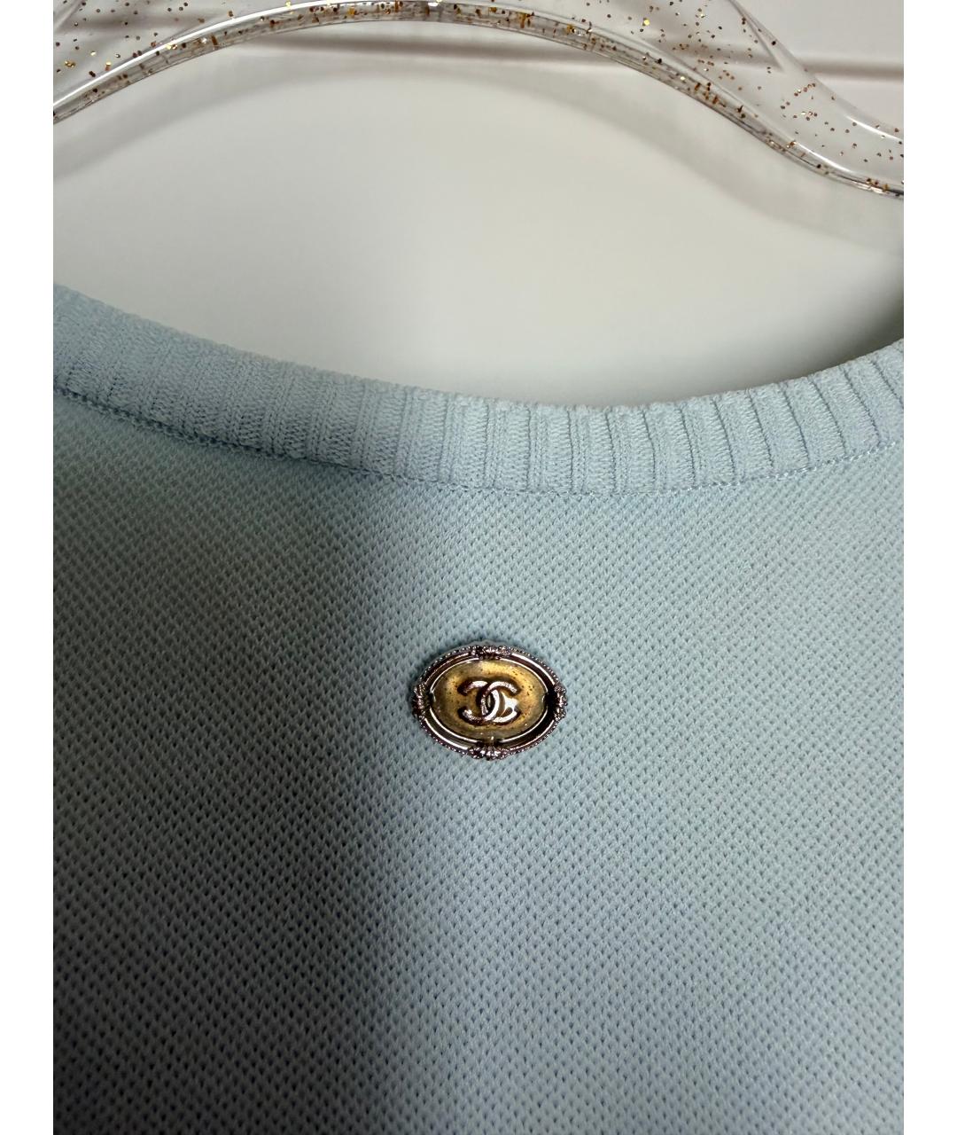 CHANEL Голубая вискозная майка, фото 4