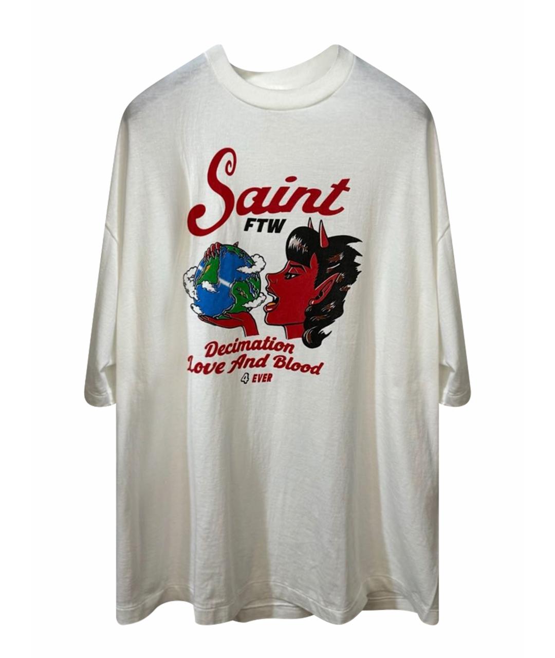 Saint Michael Белая хлопковая футболка, фото 1