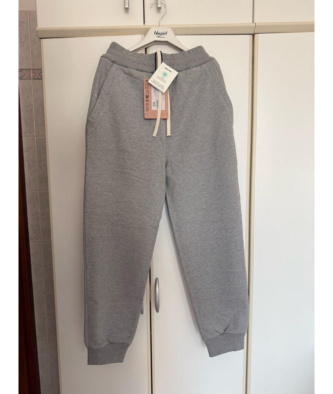 MIU MIU Серые хлопковые спортивные брюки и шорты, фото 4