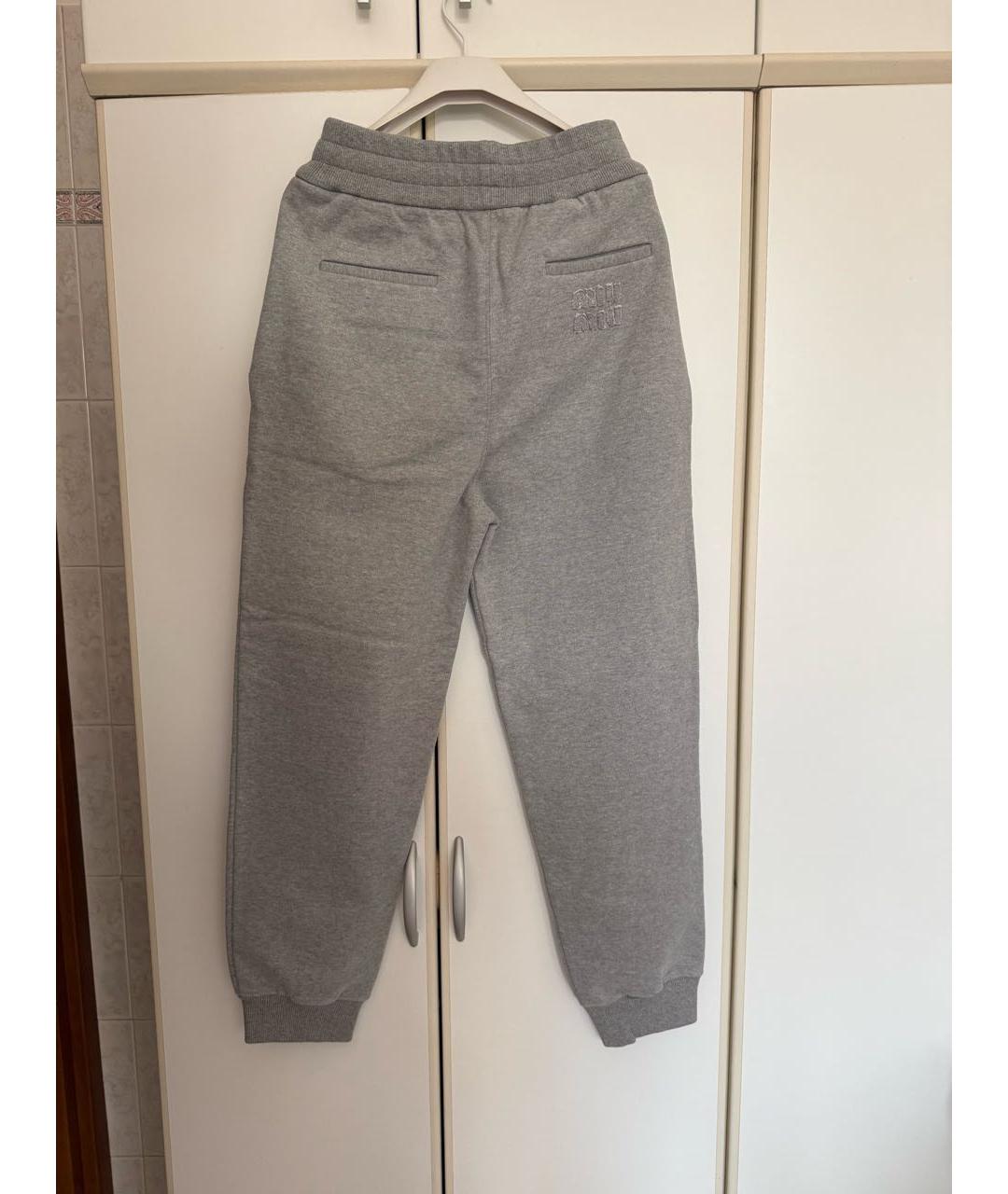 MIU MIU Серые хлопковые спортивные брюки и шорты, фото 2