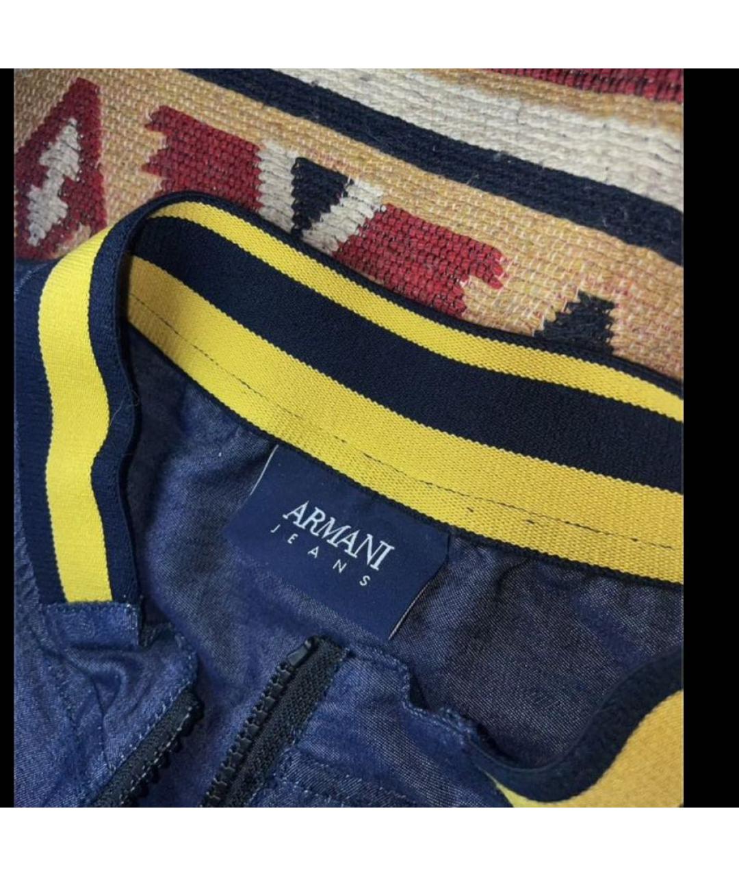 ARMANI JEANS Темно-синяя хлопковая классическая рубашка, фото 2