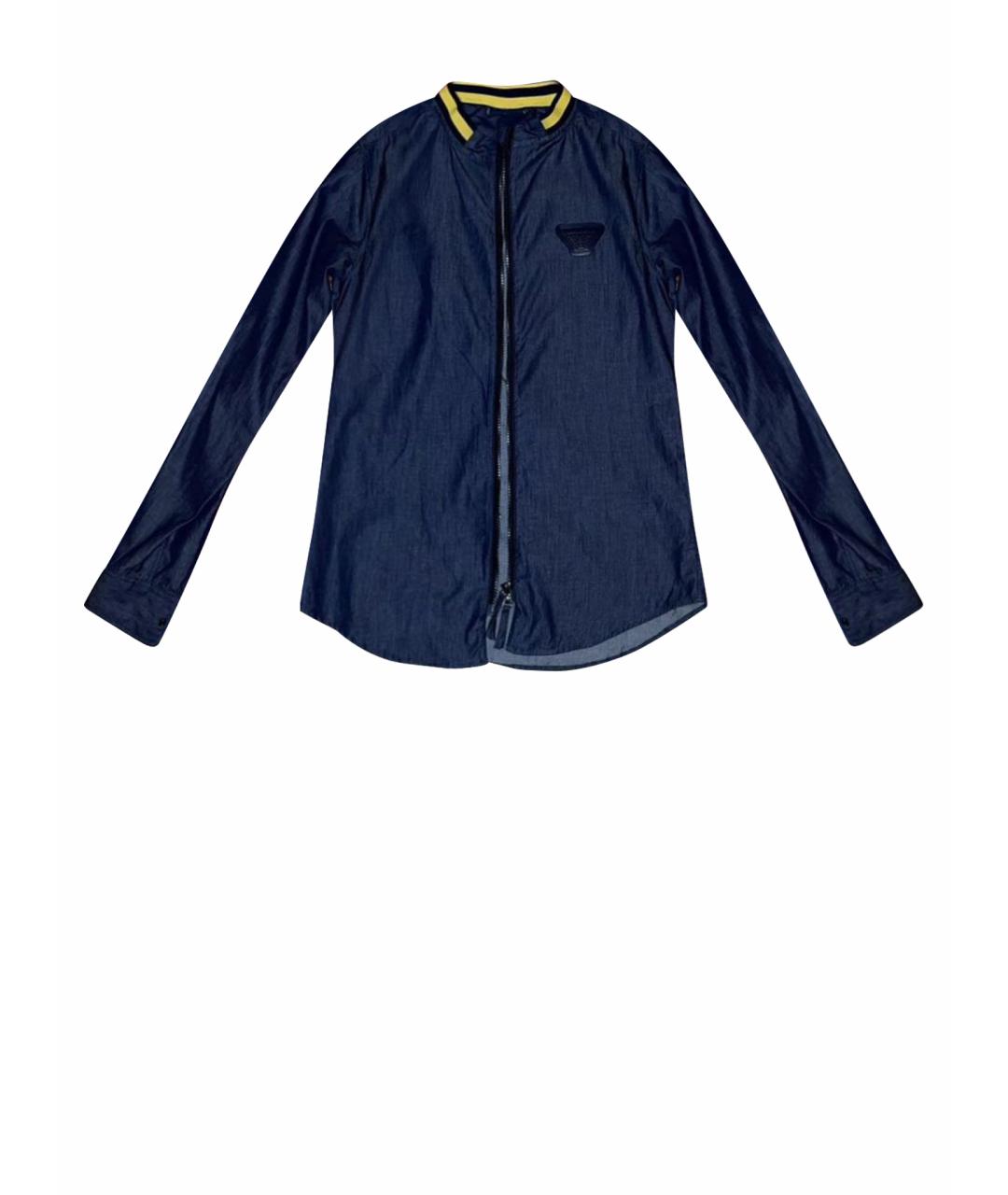 ARMANI JEANS Темно-синяя хлопковая классическая рубашка, фото 1