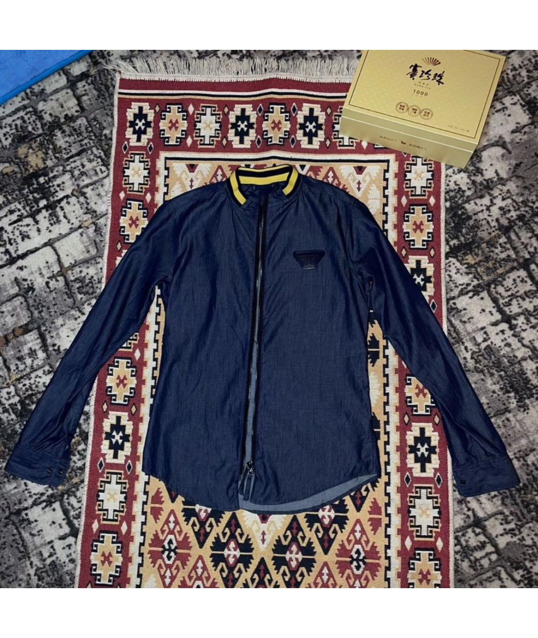 ARMANI JEANS Темно-синяя хлопковая классическая рубашка, фото 5