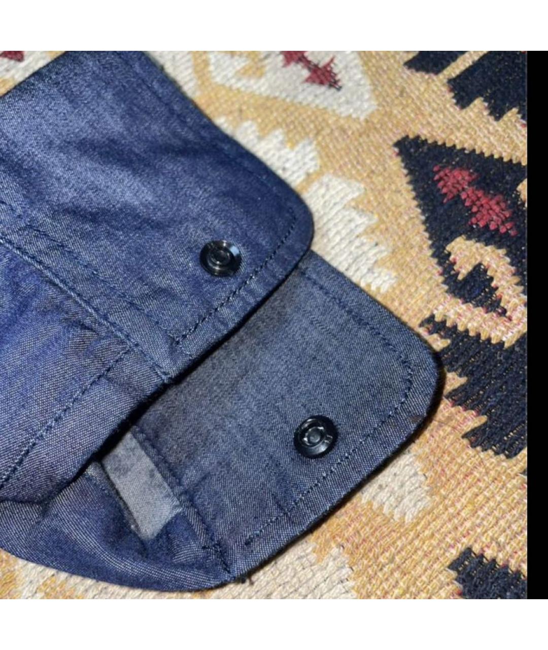 ARMANI JEANS Темно-синяя хлопковая классическая рубашка, фото 4