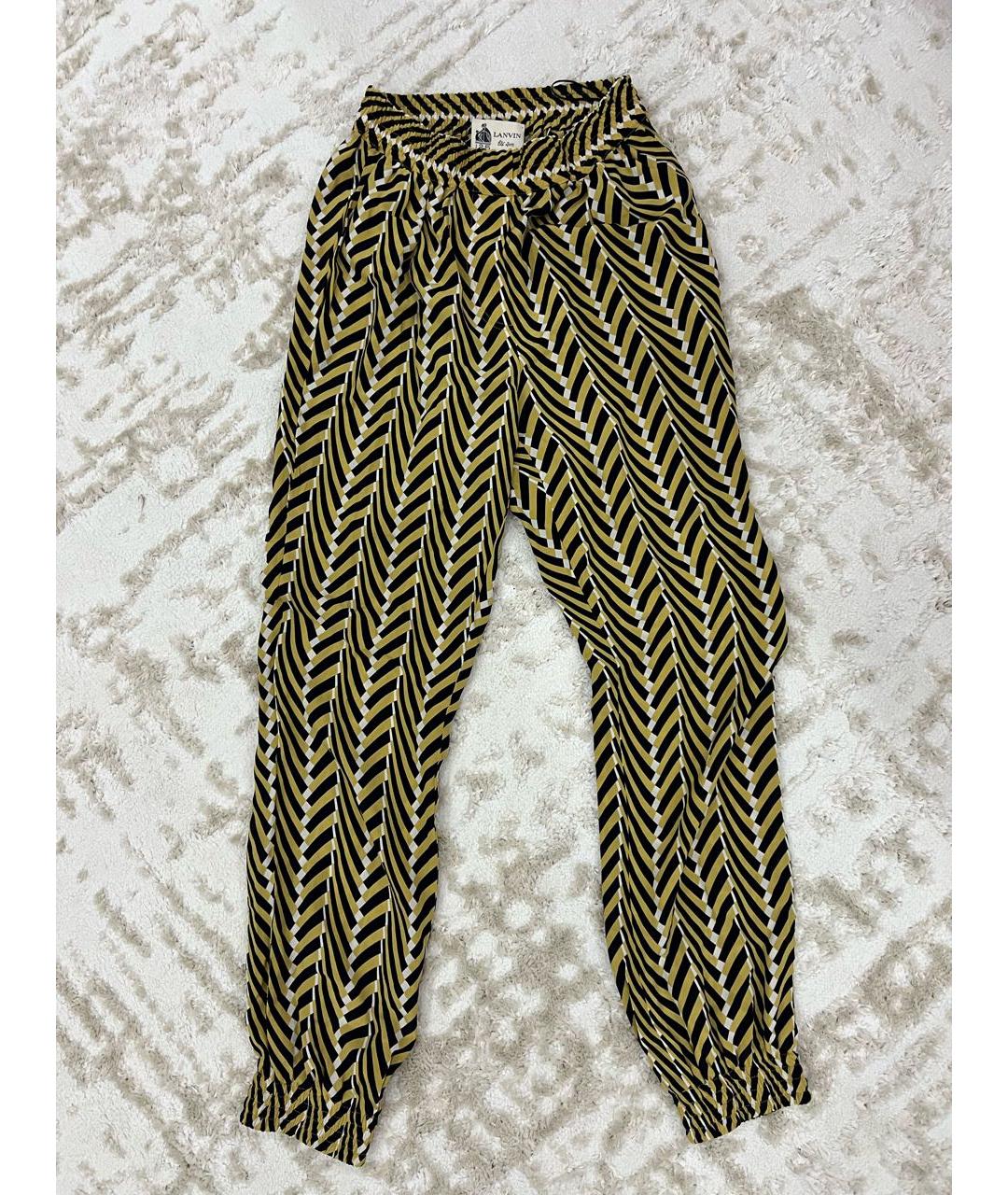 LANVIN Горчичные шелковые прямые брюки, фото 5