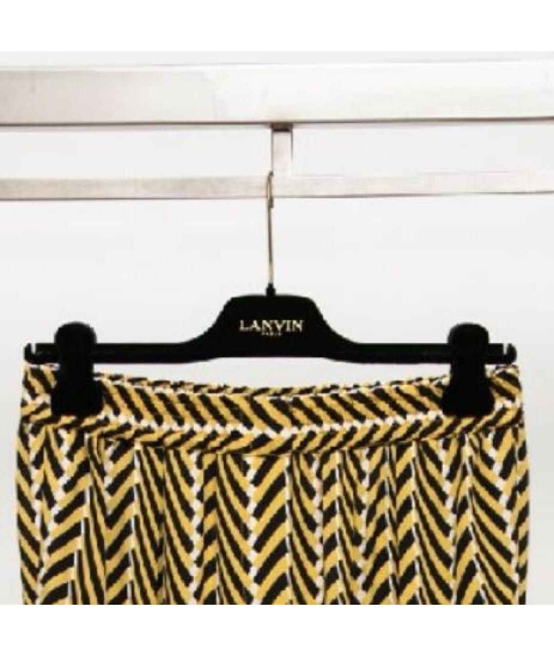 LANVIN Горчичные шелковые прямые брюки, фото 3