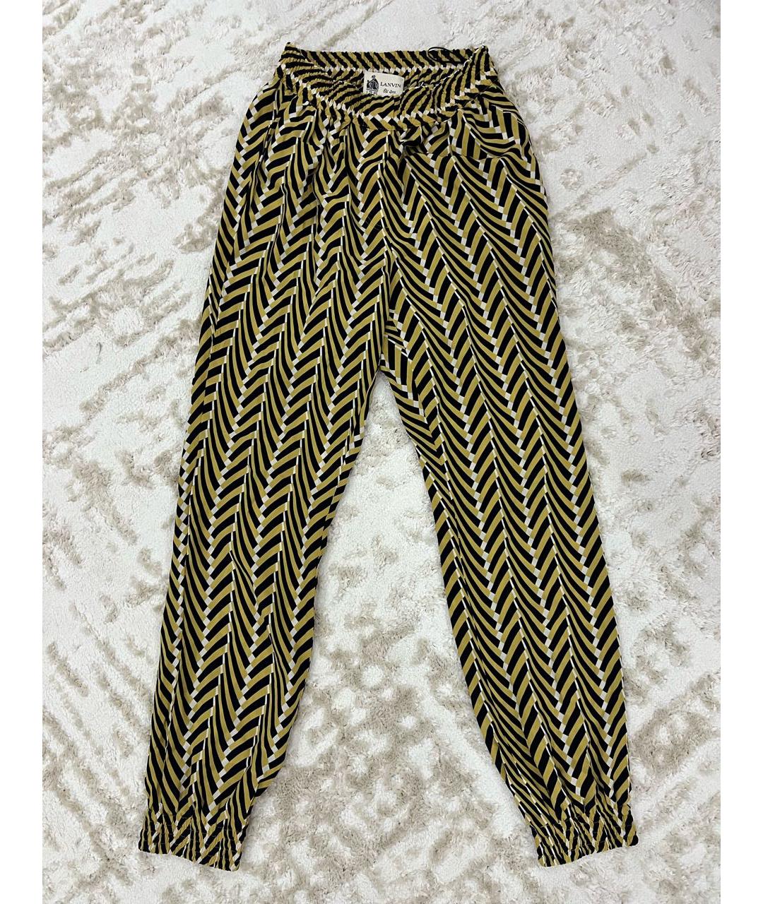 LANVIN Горчичные шелковые прямые брюки, фото 2