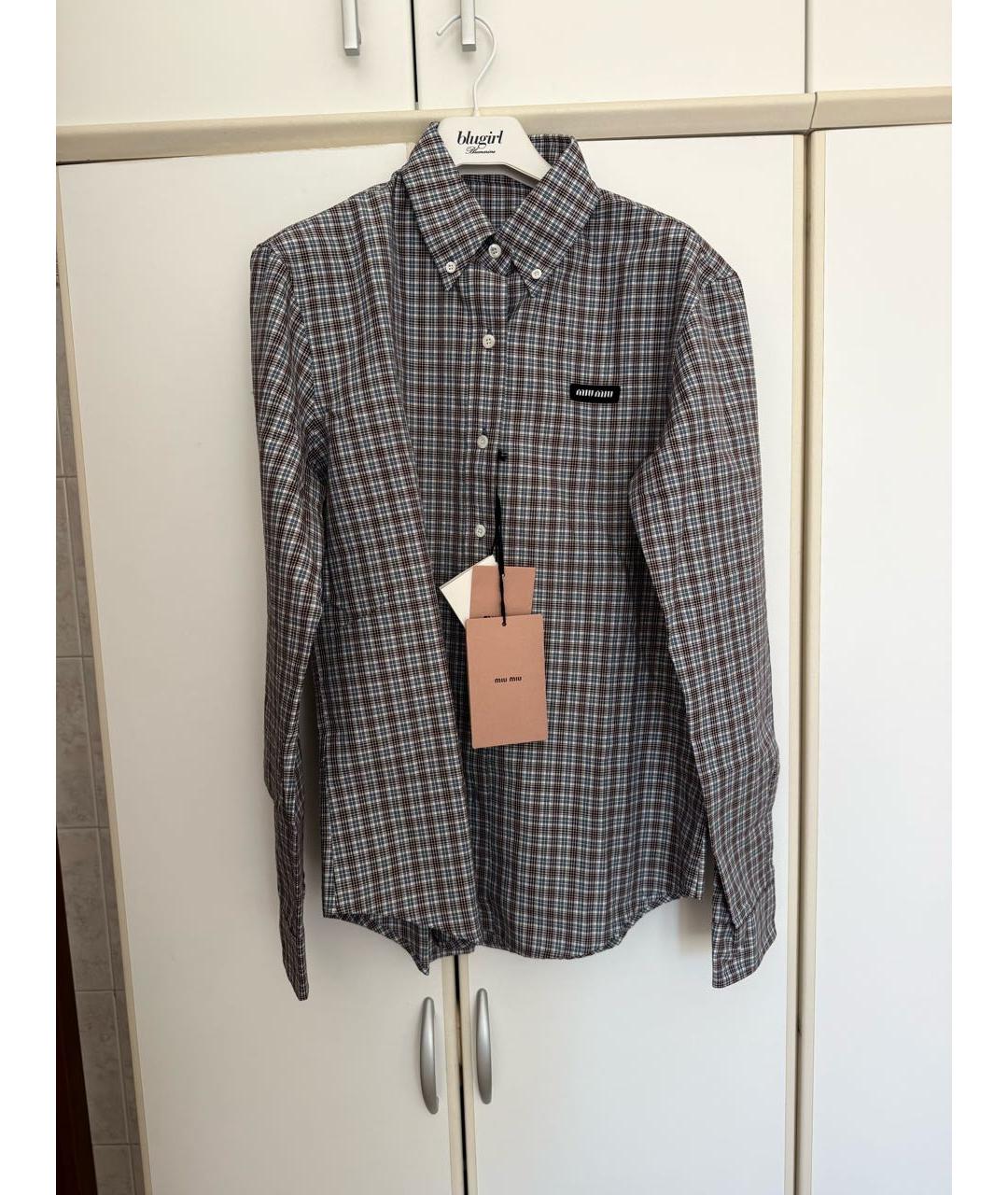MIU MIU Коричневая хлопковая рубашка, фото 4