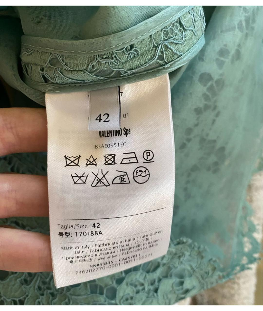 VALENTINO Бирюзовое хлопковое коктейльное платье, фото 5