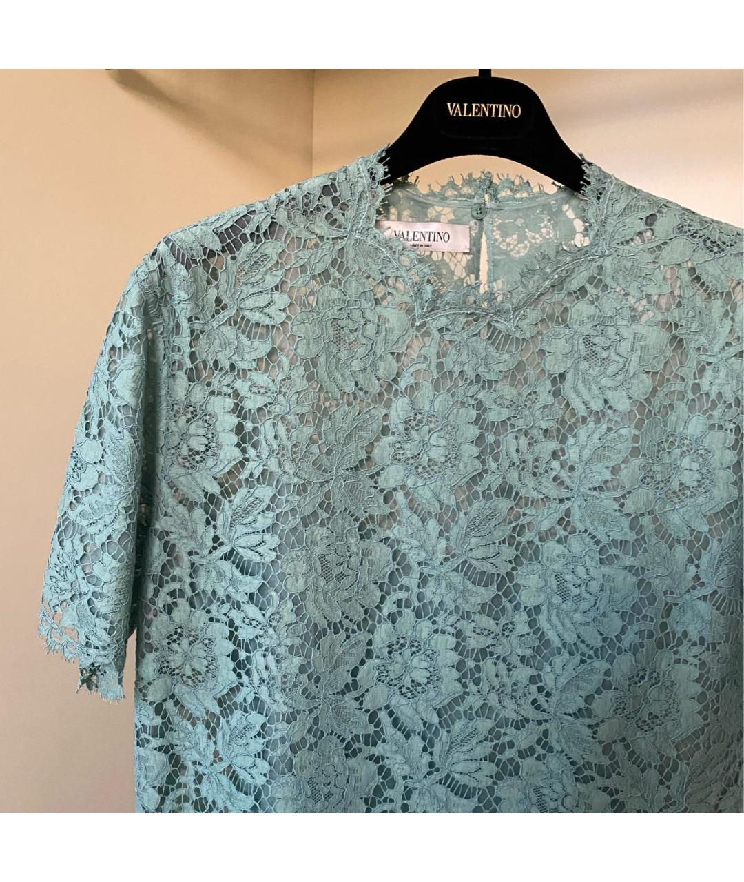 VALENTINO Бирюзовое хлопковое коктейльное платье, фото 4