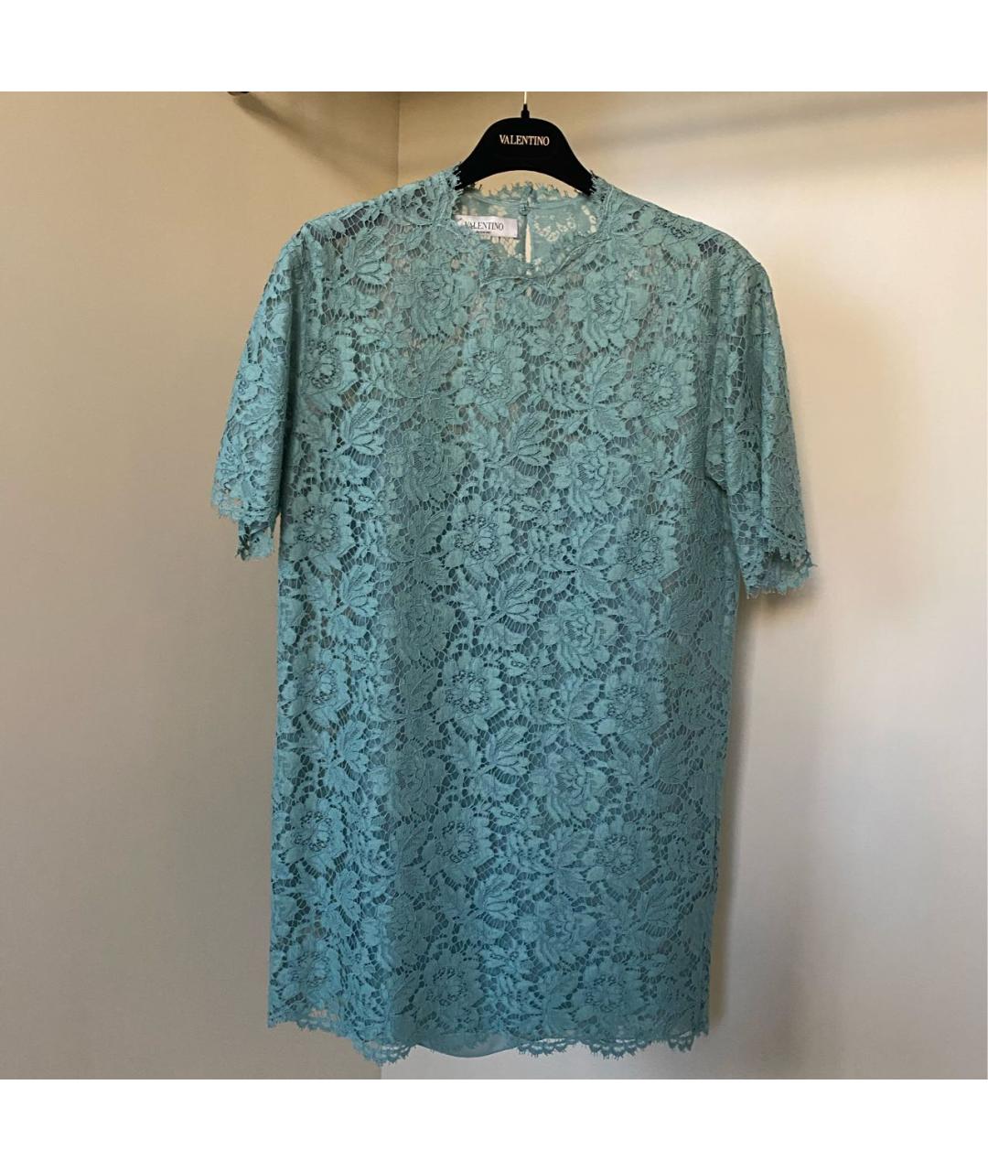 VALENTINO Бирюзовое хлопковое коктейльное платье, фото 2