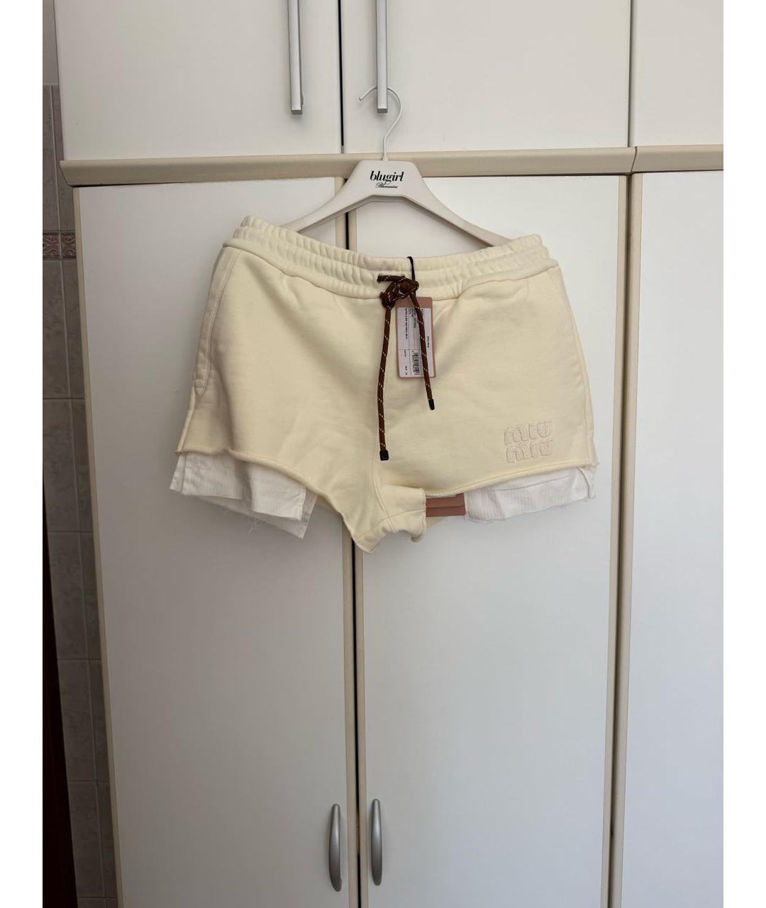 MIU MIU Белые хлопковые шорты, фото 5