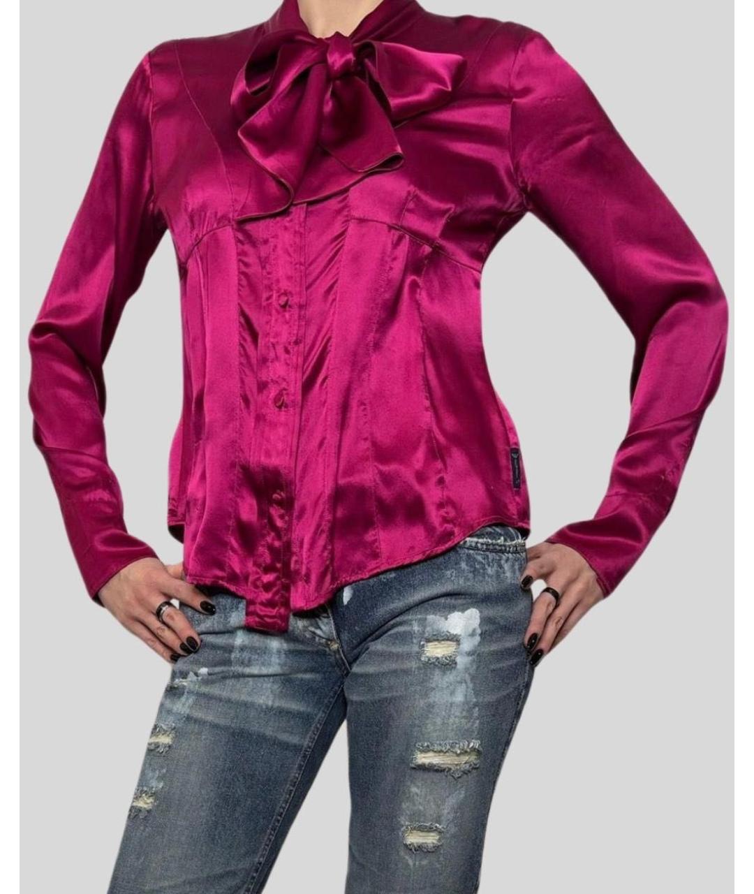 ARMANI JEANS Фуксия шелковая блузы, фото 5